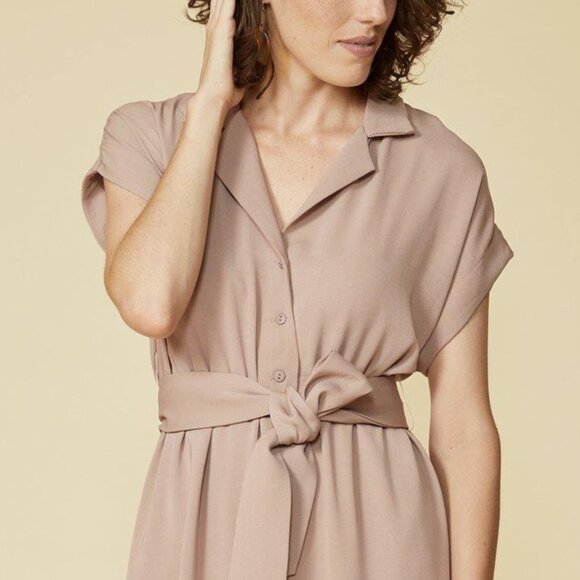 Elegant Light Dusty Rose Shirt Dress - Picture 1 of 8